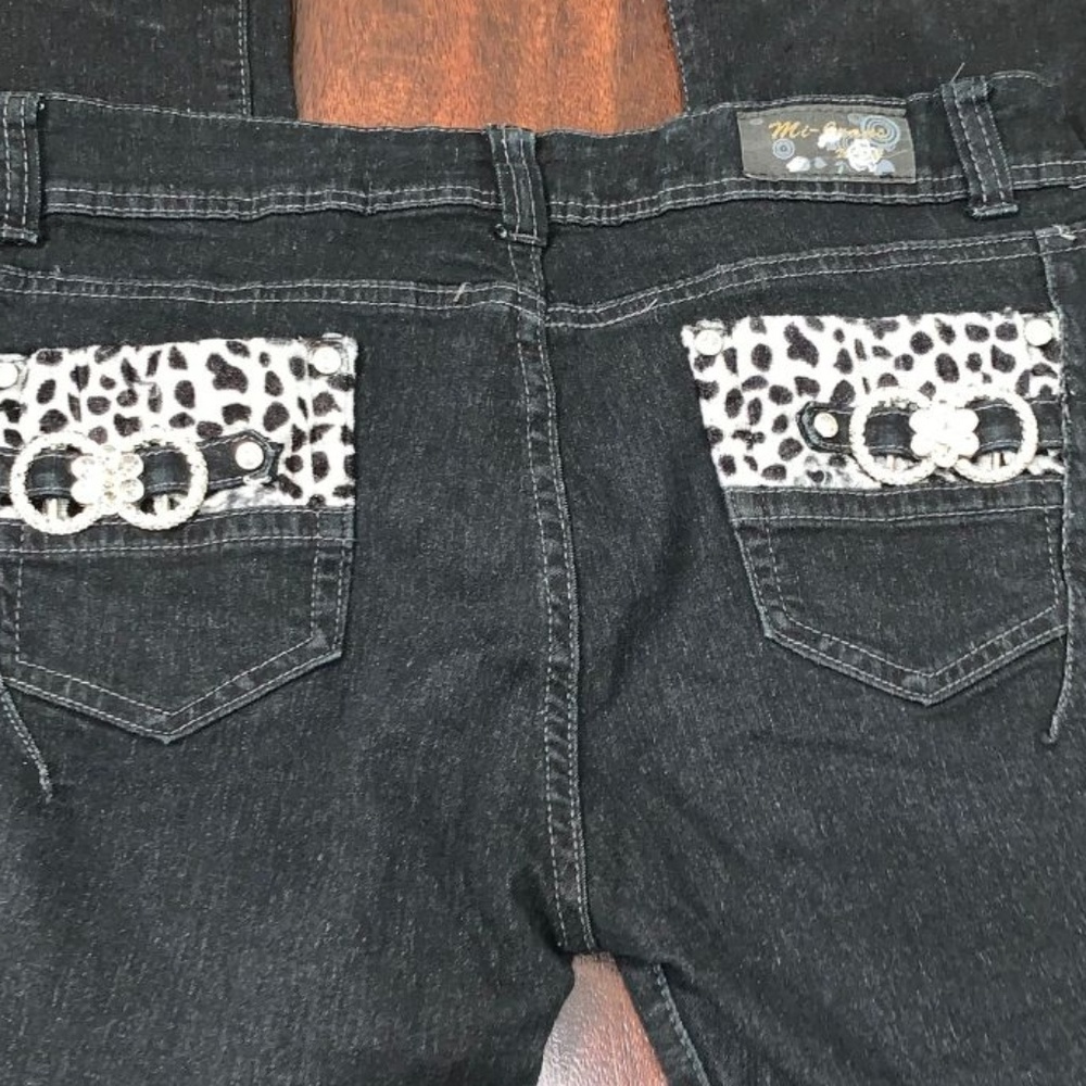 Mi-Jeans Stretch Jeans Leopard Accent Rhinestones